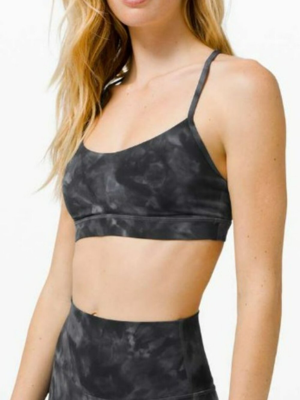 Lululemon Flow Y Bra Diamond Dye Pitch Grey Graphite Grey Size 10